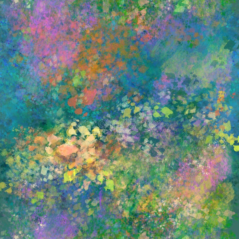 Abstract digital paint Colorful transparent paint blobs, dashes, marks, strokes, spots Spontaneous brushwork Freeform pattern royalty free stock images