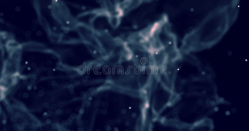 Abstract digital perfectly seamless loop of smoke slowly floating through space with particles against blue background