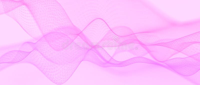 Abstract digital pink background. Network connection structure. Big data. Futuristic wave. 3D rendering stock illustration