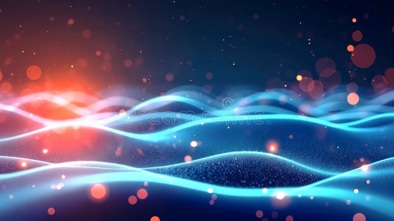 Abstract Digital Scene: Particle Waves and Highlighted Points in Motion royalty free illustration