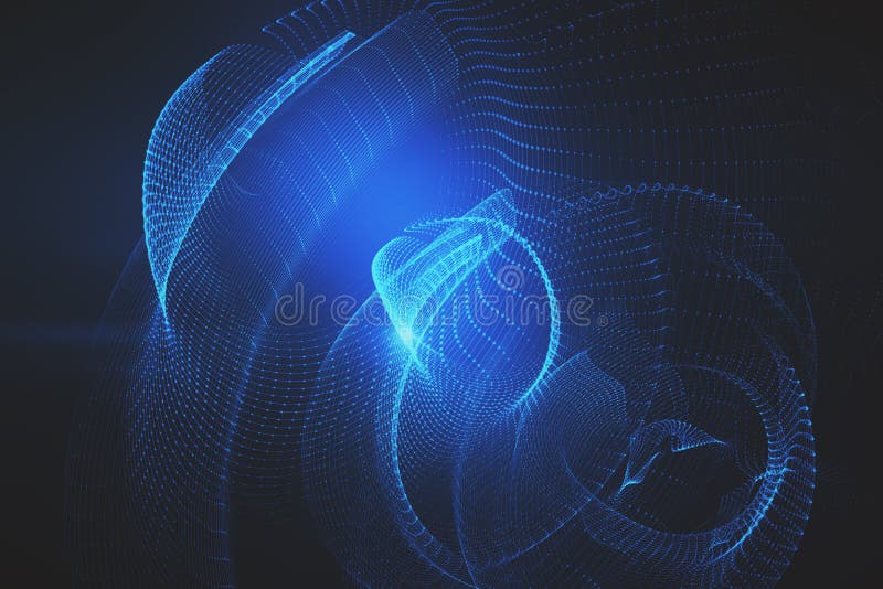 Abstract digital swirl data blue backdrop. Landing page and technology concept. vector illustration