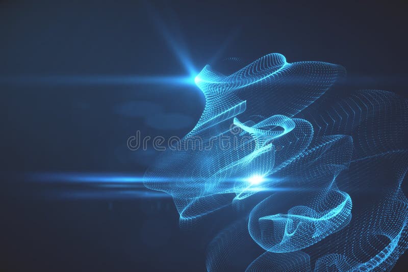 Abstract digital swirl data background. Landing page and technology concept. 3D Rendering stock illustration