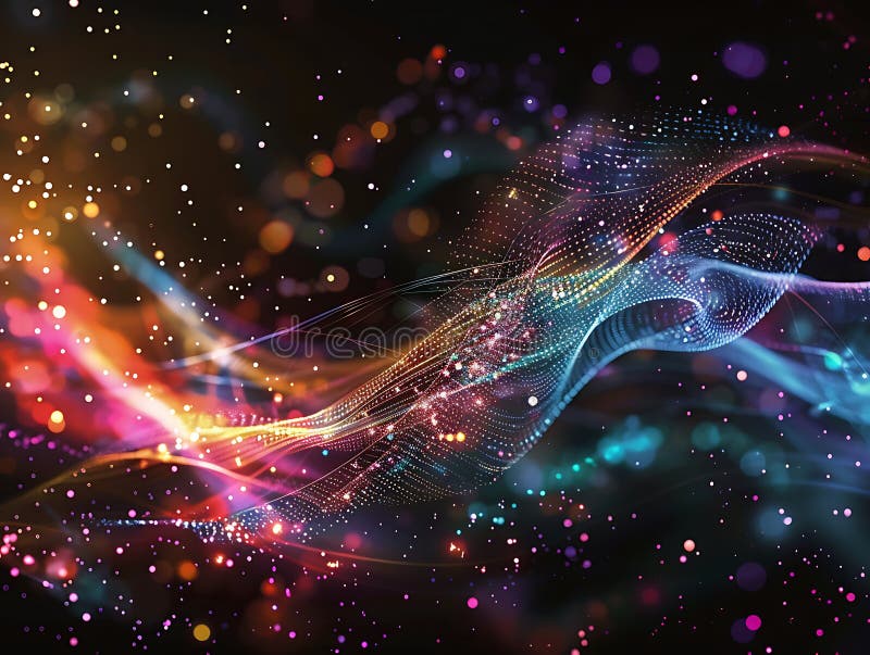 Abstract Digital Symphony Artwork in Vibrant Colors with Geometric Shapes vector illustration