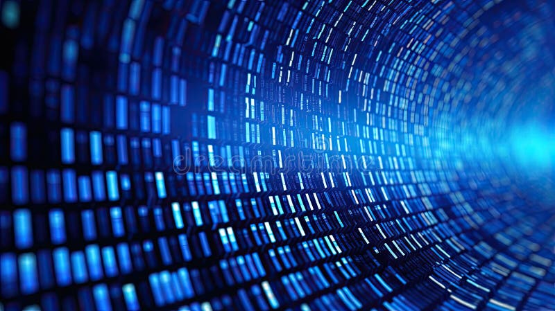 Abstract digital technology, Blue digital binary data on computer screen background. Generative Ai vector illustration