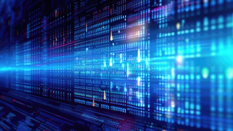Abstract digital technology, Blue digital binary data on computer screen background. Generative Ai vector illustration