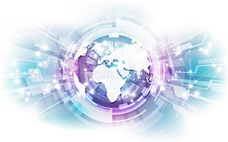 Abstract digital technology connection on Earth concept background, vector illustration royalty free illustration