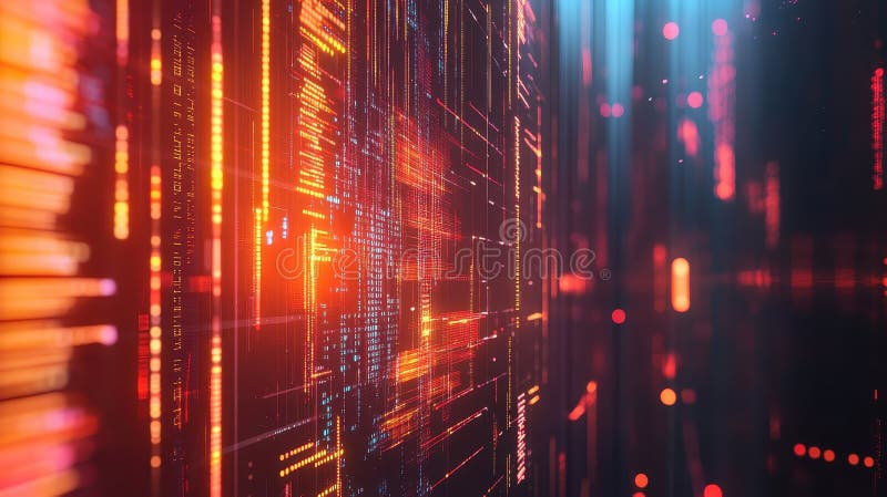 Abstract digital visualization with glowing lines and data streams vector illustration