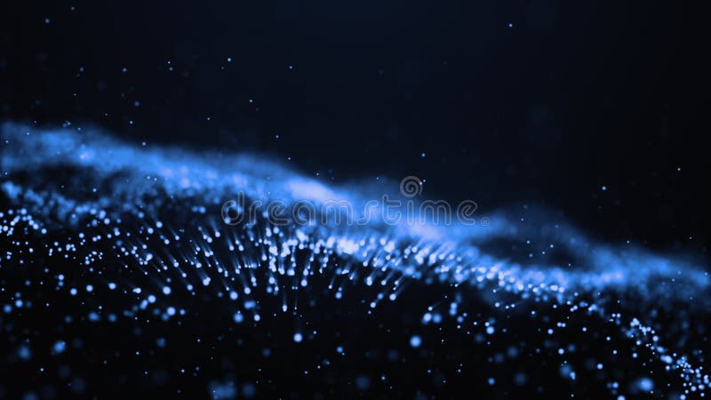 Abstract Digital wave background dark blue 3d rendering animation blurred particle motion background shining shimmer and vector illustration