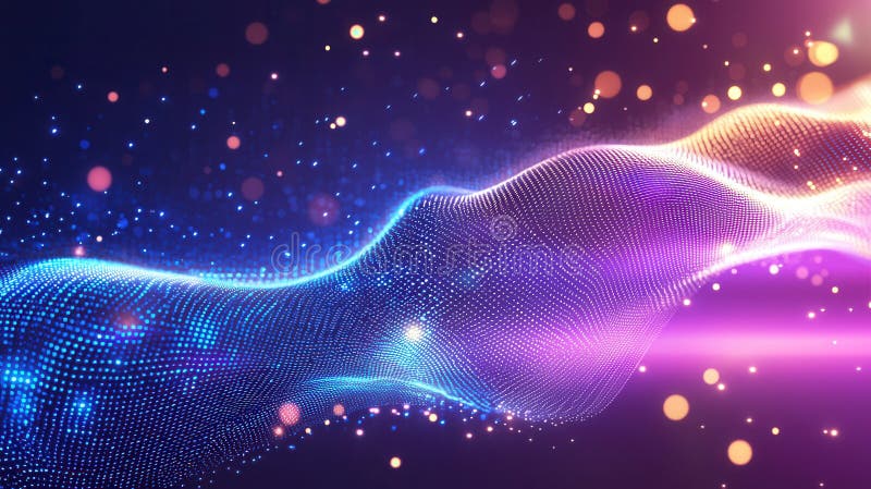 Abstract digital wave background with glowing particles creating a futuristic and dynamic visual effect royalty free stock image