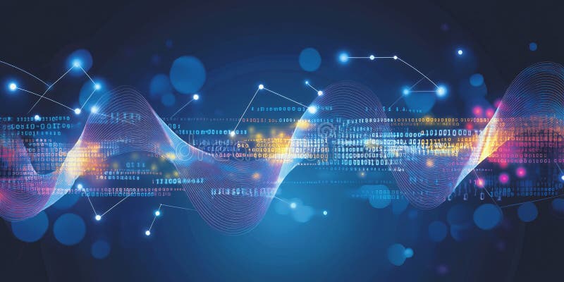 Abstract digital wave with binary code stock illustration