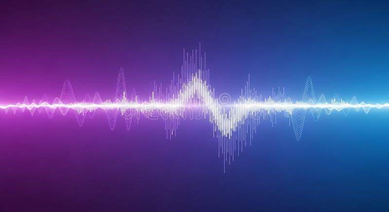 Abstract Digital Waveform Visualization with Purple and Blue Gradient Background vector illustration