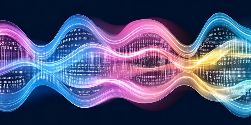 Abstract digital waves with binary code vector illustration