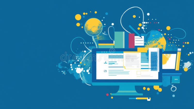 Abstract Digital Workspace Illustration stock illustration