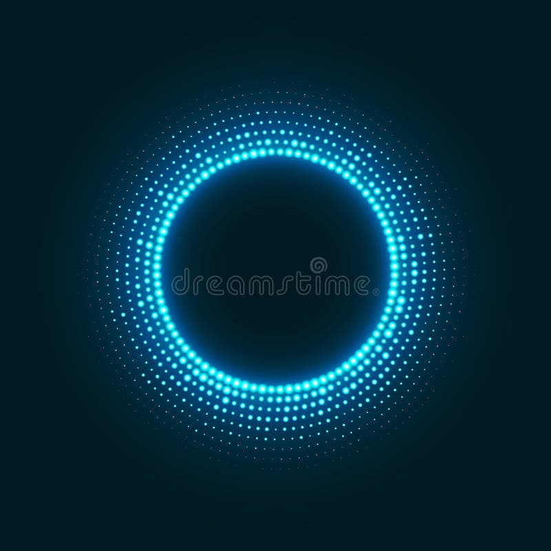 Abstract disco background with neon glowing circle halftone vector illustration