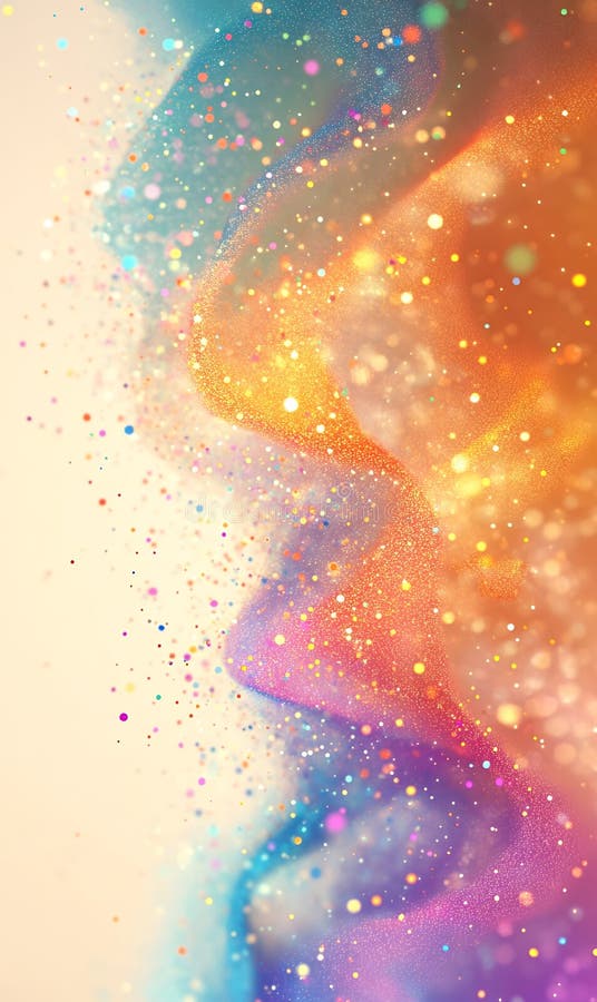Radiant chromatic fusion: A dazzling dance of vibrant hues and glittering sparkles stock illustration