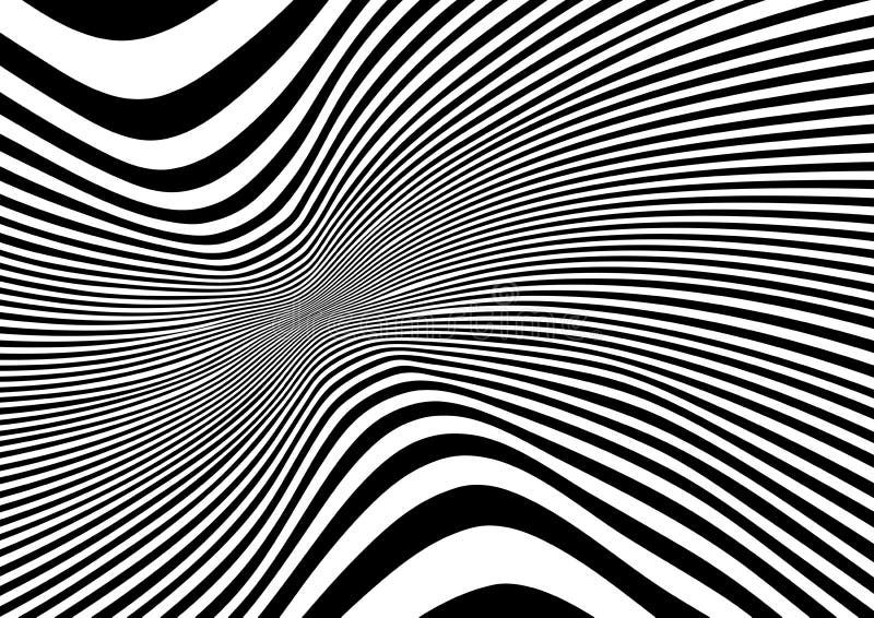 Abstract distorted lines black and white background stock illustration