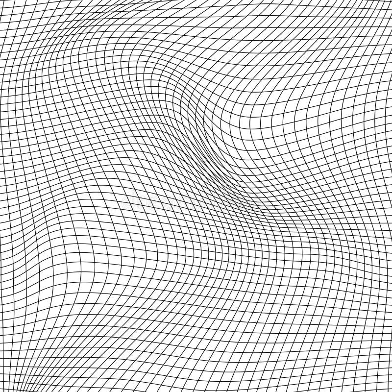 Abstract Distorted Wireframe Wave. Vector Curve Surface Background ...