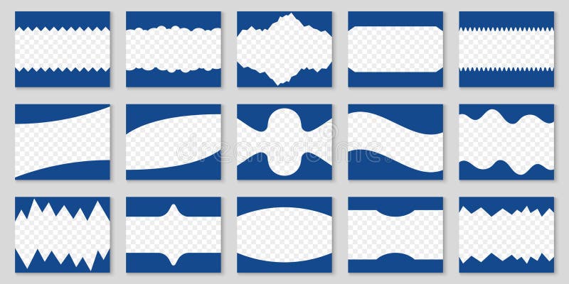 Abstract Divider Shapes Set for Websites with Transparent Background. Design Elements for Top and Bottom of Web Pages stock illustration