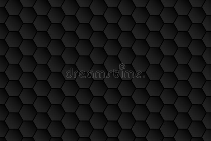 Abstract donker zwart hexagonaal patroon behang vector illustratie
