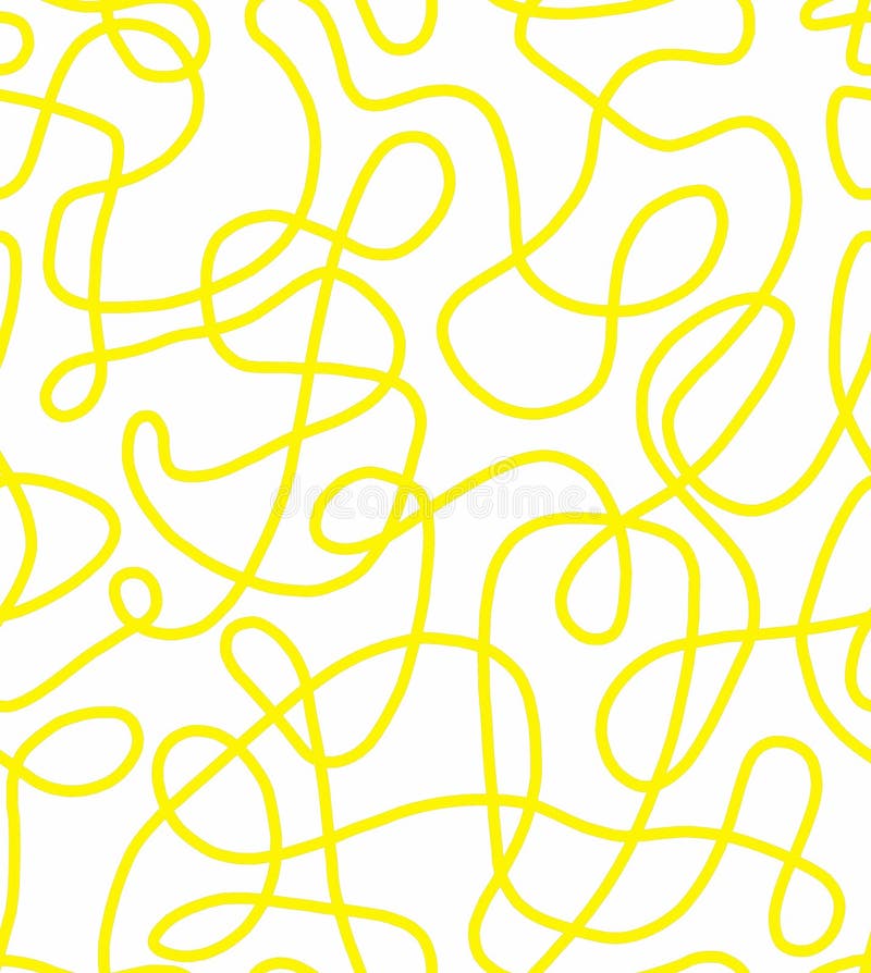 Abstract Doodle Drawing with Yellow Lines on a White Background. Stock Illustration