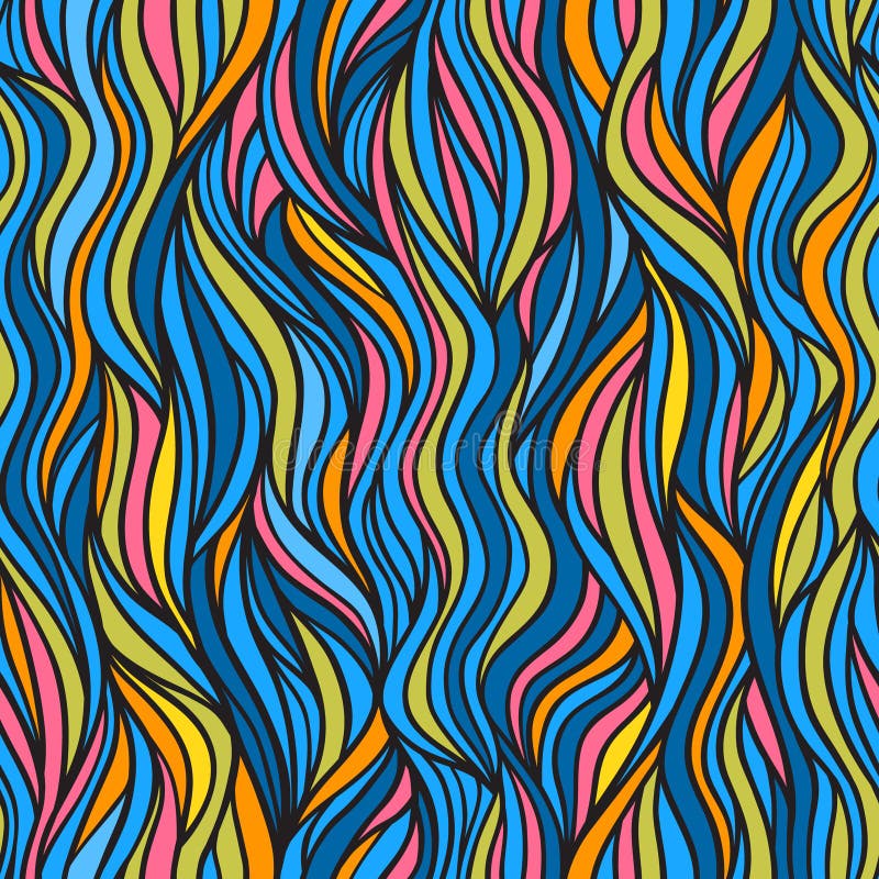 Abstract doodle wave seamless pattern. Hand drawn illustration for your wallpaper, textile, fabric or wrapping paper. Vector abstract seamless pattern vectors