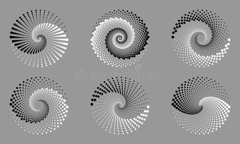 Abstract dotted vector background. Halftone effect. Spiral dotted background or icon. Yin and yang style stock illustration