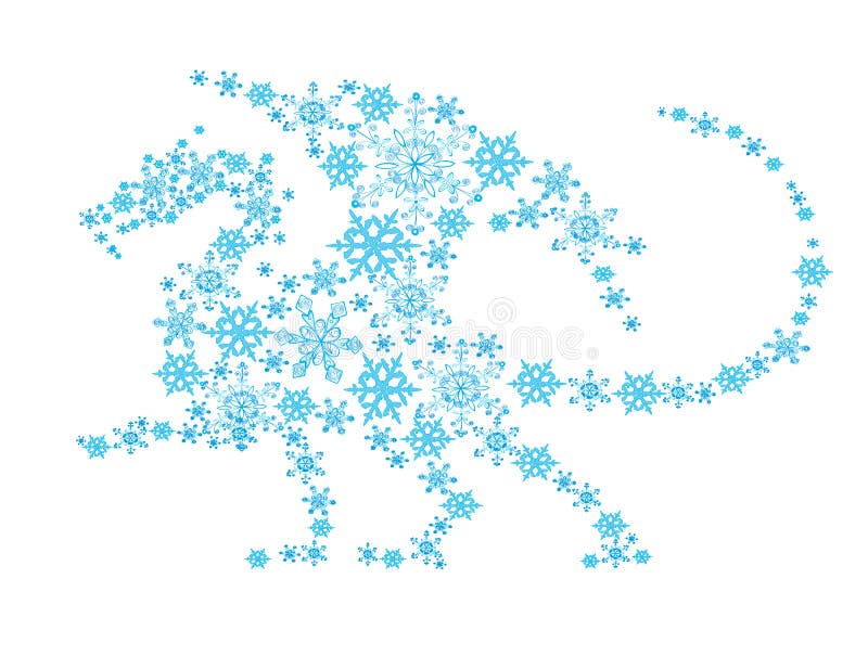 Abstract Dragon from Snowflakes. Stock Vector Illustration of Abstract Dragon from Snowflakes. Stock Vector Illustration of