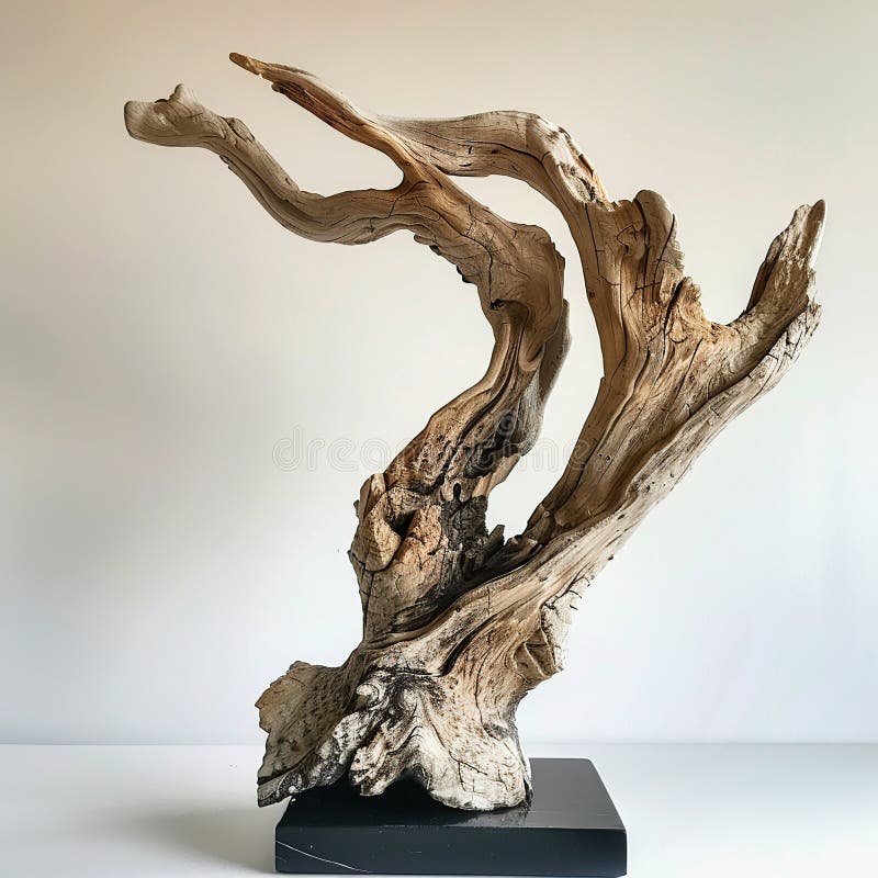 Abstract driftwood sculpture on black base royalty free illustration