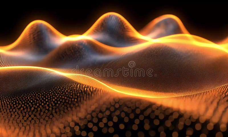 Abstract, dynamic, glowing particle waves vector illustration