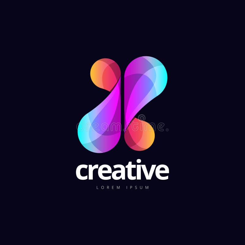 Abstract Dynamic X Logo Shape Design stock illustration