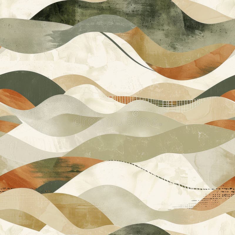 Abstract Earth Tone Waves with Textured Layers Art Print stock image
