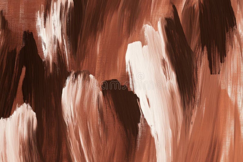 Abstract Earth Tones: Brown and Cream Brush Strokes on Canvas royalty free stock photography