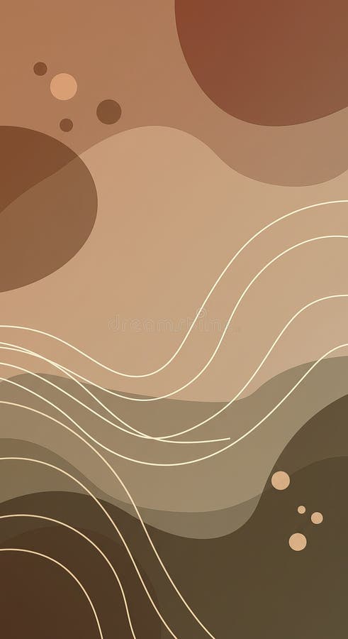 Abstract earth tones with curved lines and shapes in a minimalistic design stock image