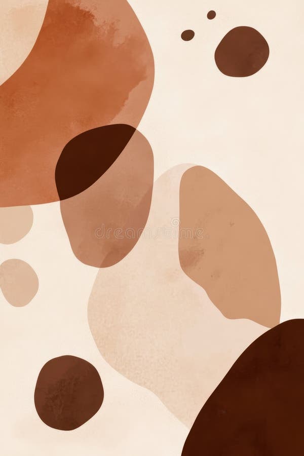 Abstract Earth Tones Pattern with Organic Shapes and Neutral Background. stock images