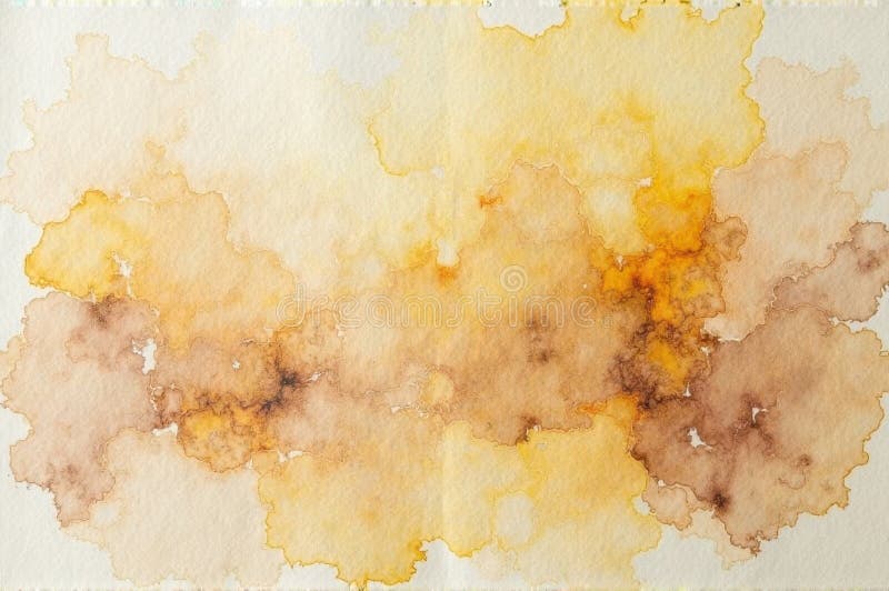 Abstract earth tones watercolor art with yellow and brown textures on textured paper royalty free stock photos