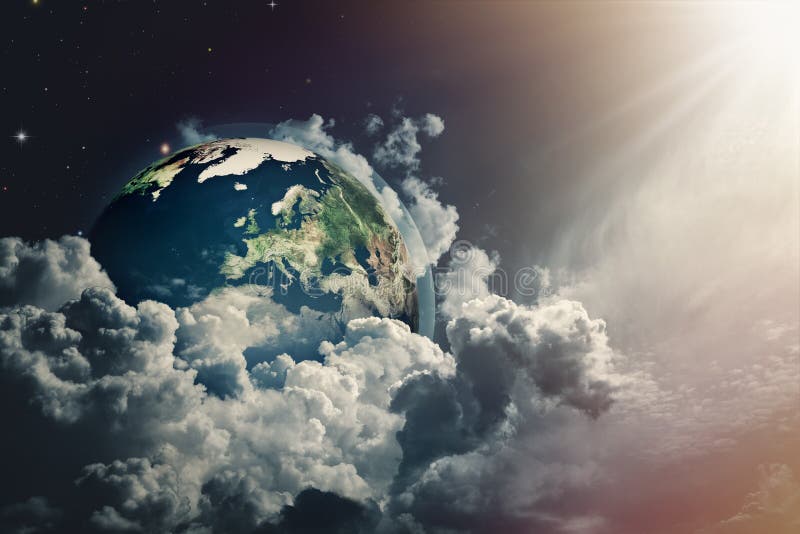 Abstract Earth view in the cloudy skies. royalty free stock photos