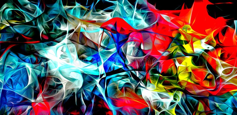Abstract electrifying lines, smoky fractal pattern, digital illustration art work of rendering chaotic dark background vector illustration