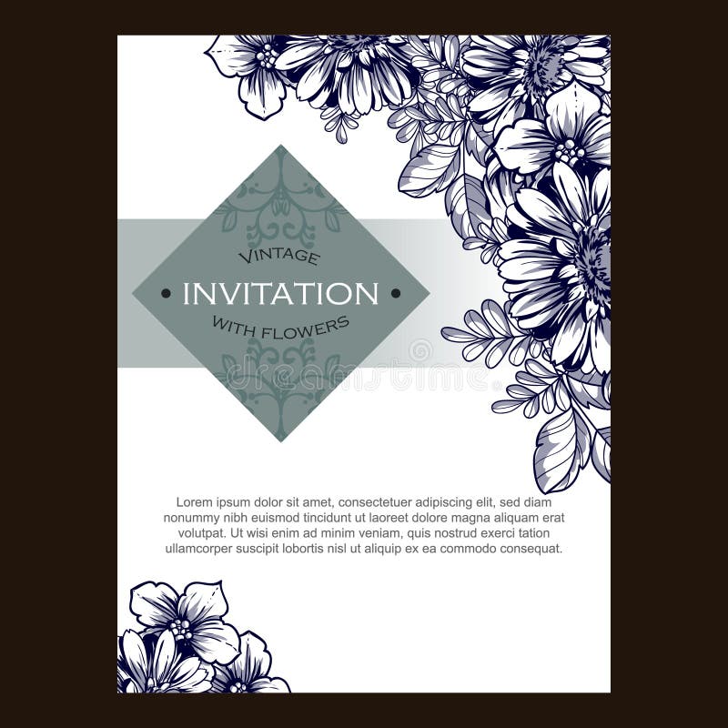 Abstract elegance invitation with floral background