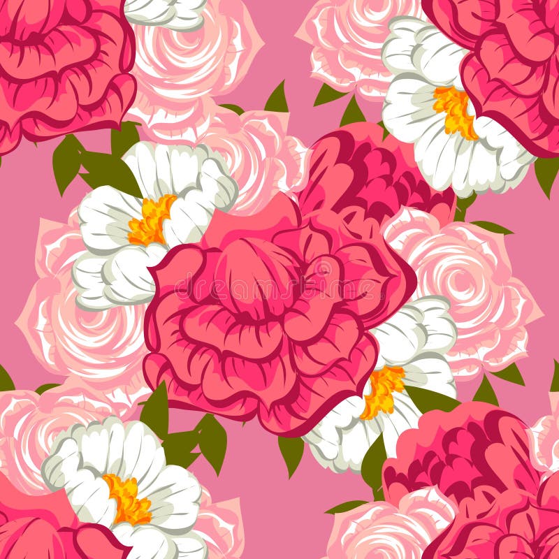 Abstract elegance seamless pattern with floral elements