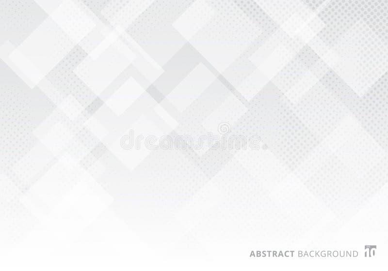 Abstract elegant squares shapes pattern overlay layer geometric white and gray gradient color background with halftone texture stock illustration
