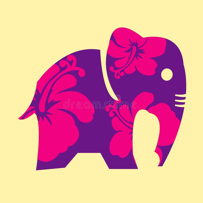 The Abstract Elephant And Flower With Background. Vector Graphic