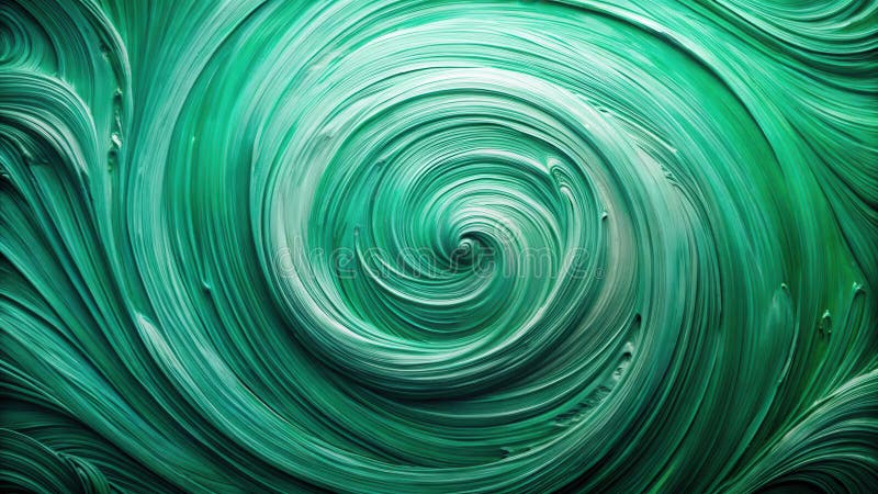 Abstract emerald green swirl a visually stunning textured background of dynamic, concentric paint strokes. Generative AI stock illustration