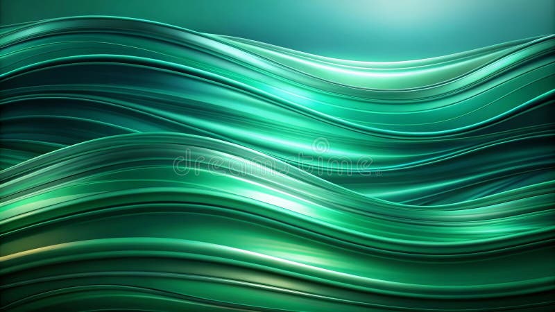 Abstract emerald green swirling wave pattern background design. Generative AI royalty free illustration