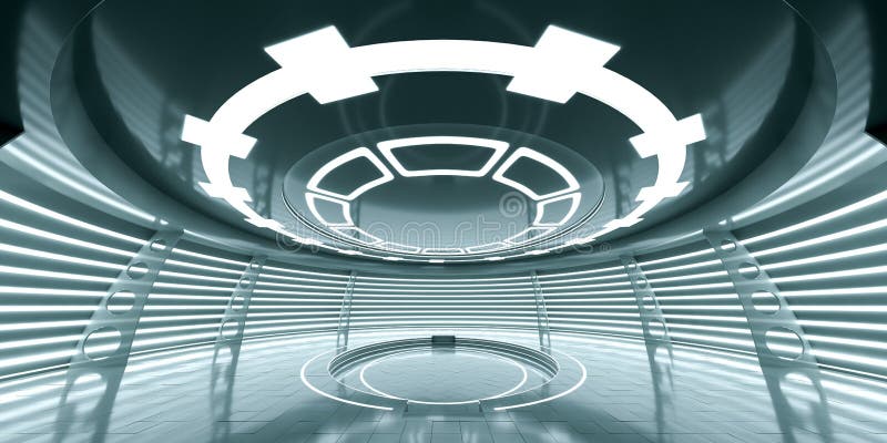 Abstract empty glowing futuristic space station royalty free illustration