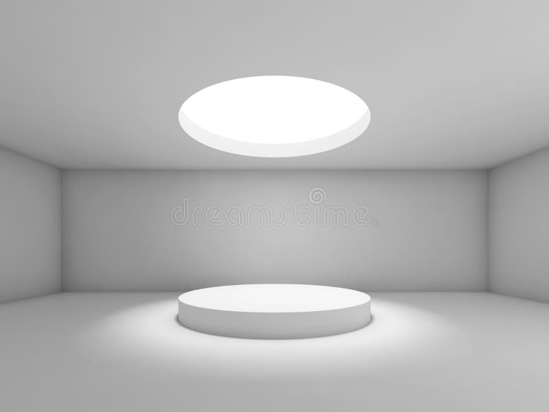 Empty 3d Showroom With Round Ceiling Light Stock Illustration