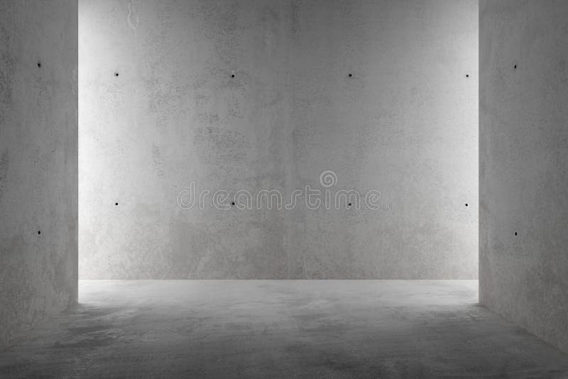 Abstract Empty, Modern Concrete Room with Sidelit Back Wall - Industrial  Interior Background Template, 3D Illustration Stock Illustration -  Illustration of industrial, home: 156298740