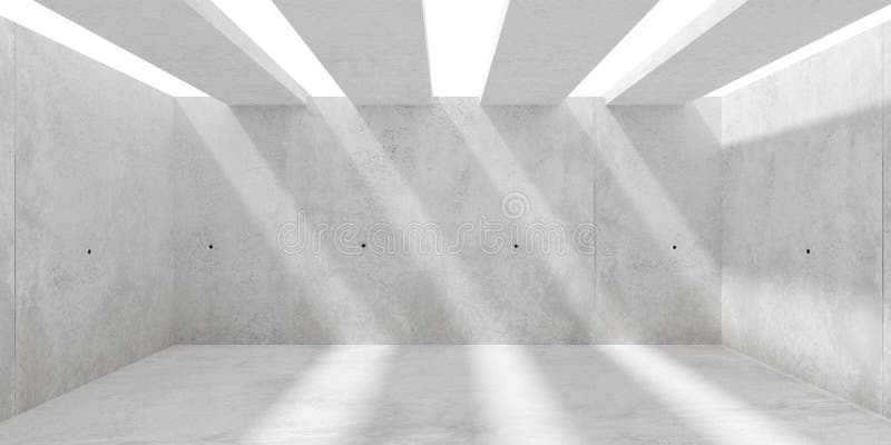 Abstract empty, modern concrete room with skylight from ceiling wall - industrial interior background template, 3D illustration