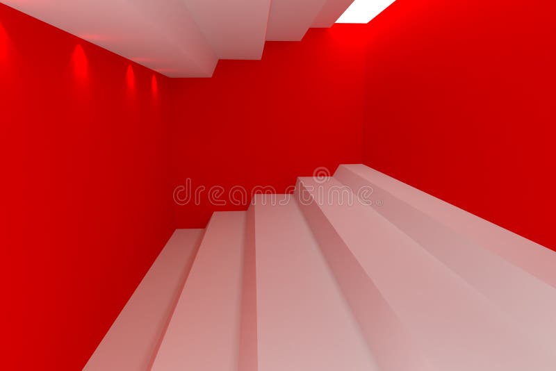 Abstract empty room red wall.