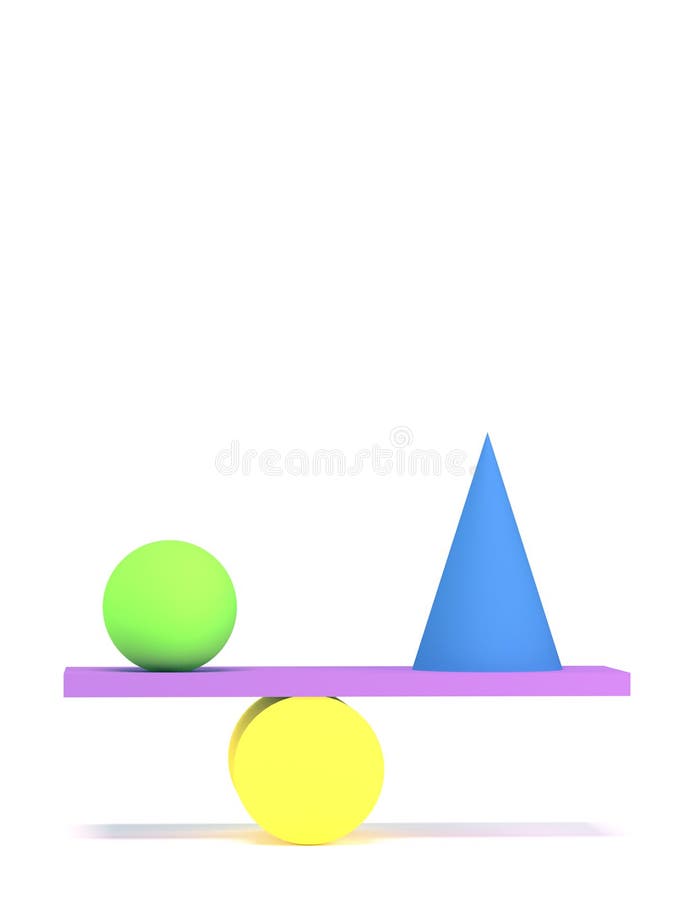 Abstract equilibrium installation of balancing geometric shapes vector illustration