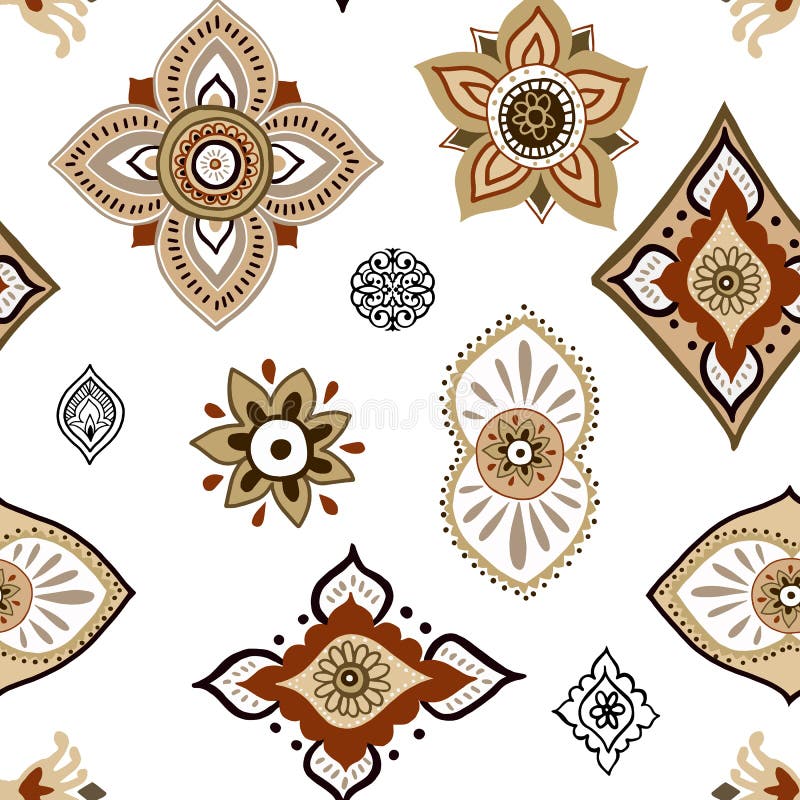 Abstract ethnic seamless pattern. Traditional background. Boho style. Paisley print hand drawn elements. royalty free illustration Abstract ethnic seamless pattern. Traditional background. Boho style. Paisley print hand drawn elements. royalty free illustration